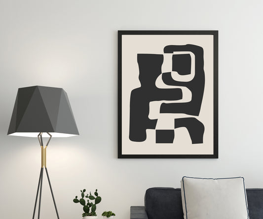 Black and Beige Abstract #2 Wall Art