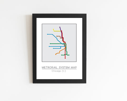 Minimalist Chicago "L" Metro Map
