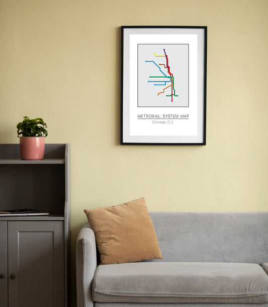 Minimalist Chicago "L" Metro Map