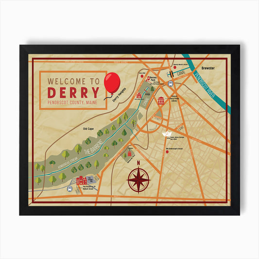 Stephen King's Derry (IT), Maine Map Wall Art