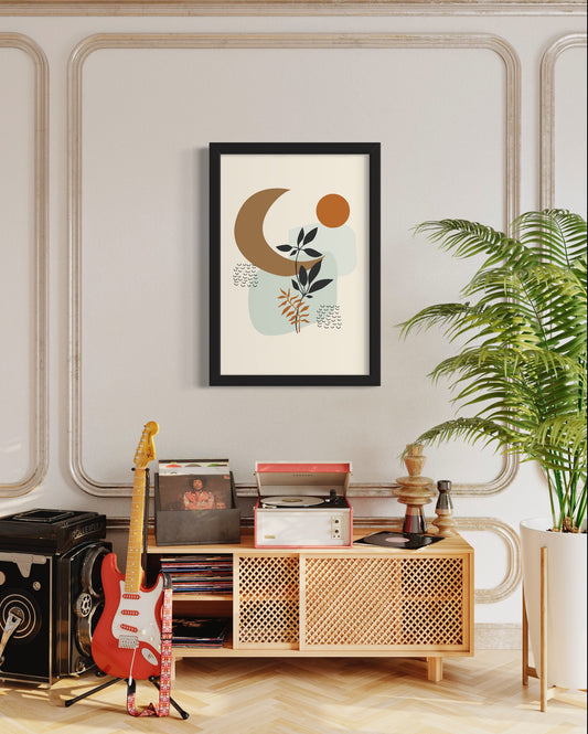 Abstract Mid-Century Nature Moon Wall Art