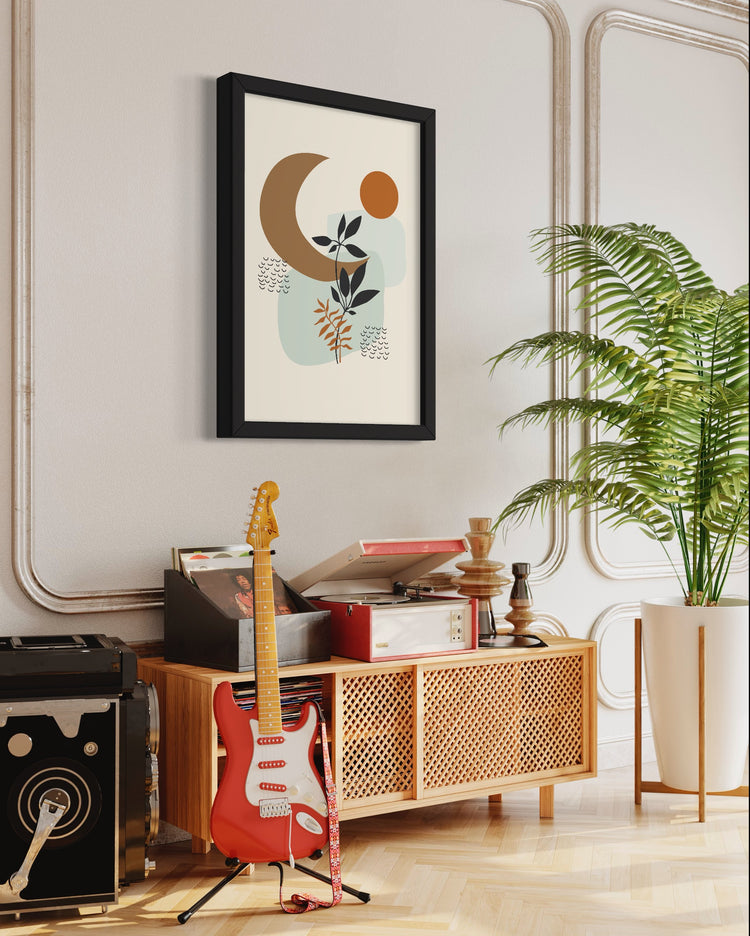 Abstract Mid-Century Nature Moon Wall Art