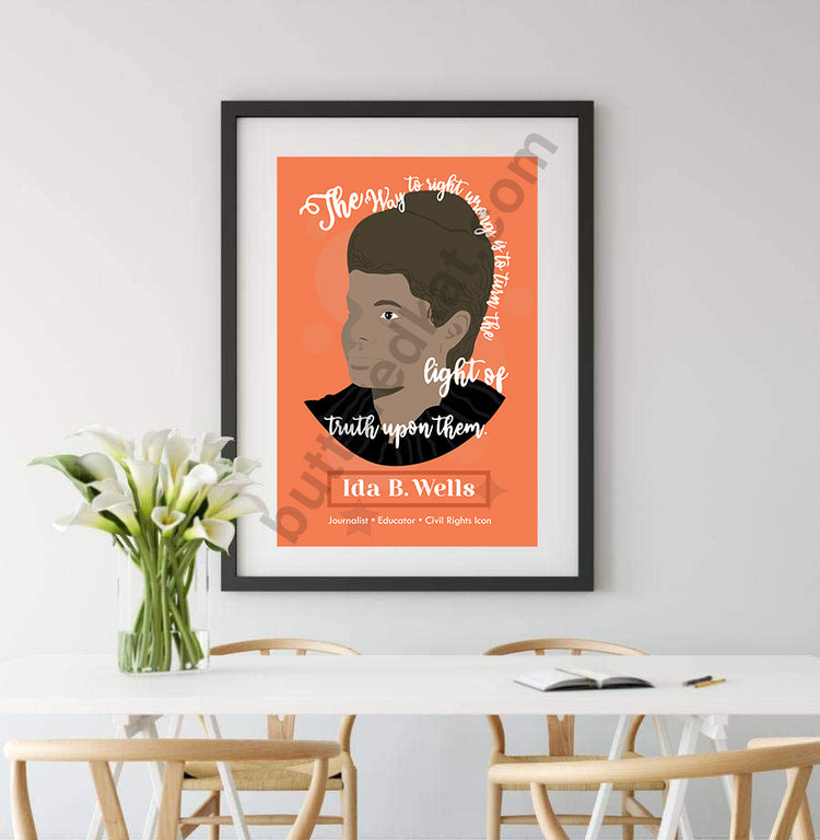 Ida B. Wells Illustration Portrait Wall Decor