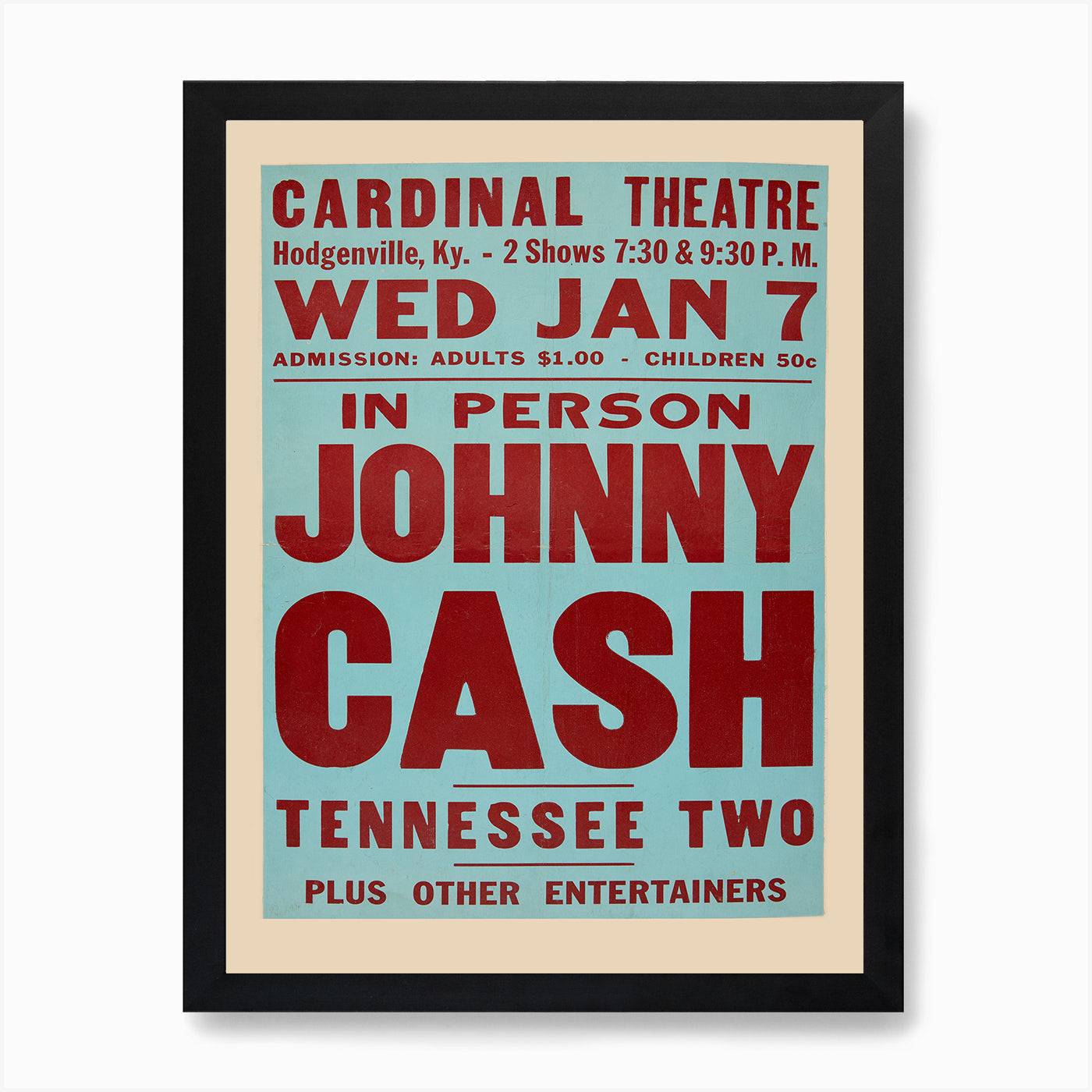 Johnny Cash 1959 Kentucky Concert Poster, image size:1400x1400