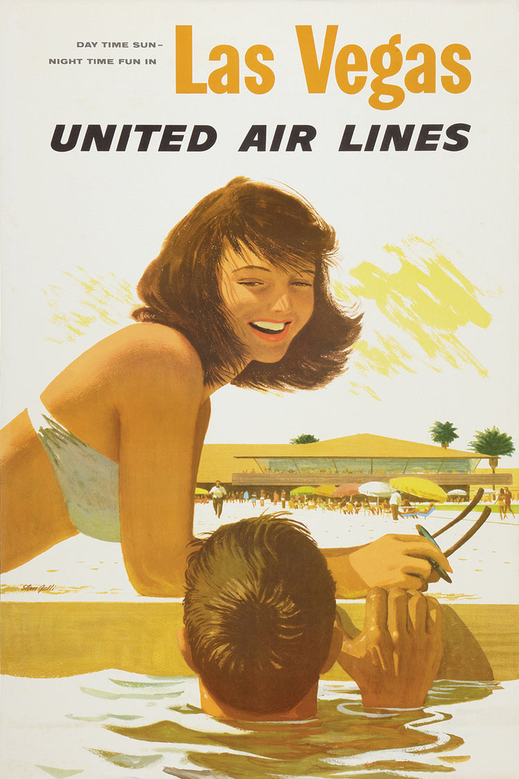 Las Vegas, United Airlines Vintage Ad Poster