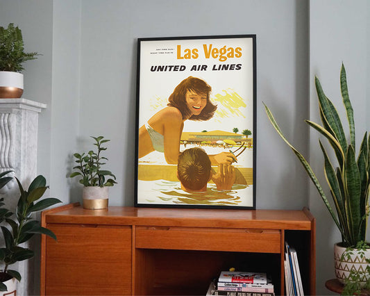 Las Vegas, United Airlines Vintage Ad Poster