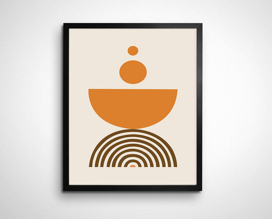 Burnt Orange Sun Minimalistic Wall Art