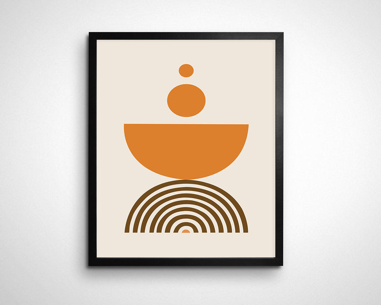 Burnt Orange Sun Minimalistic Wall Art