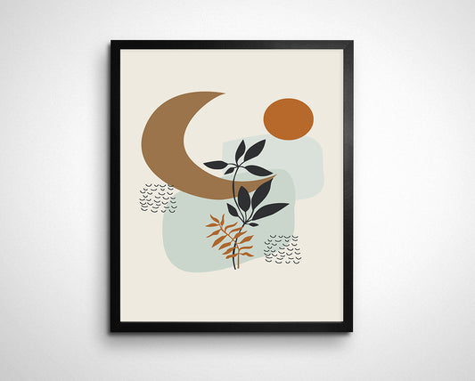 Abstract Mid-Century Nature Moon Wall Art