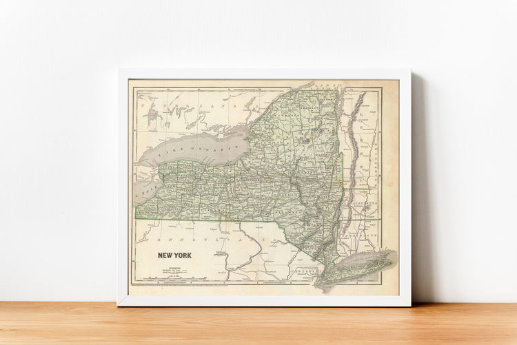 New York 1845 Vintage Map Wall Art