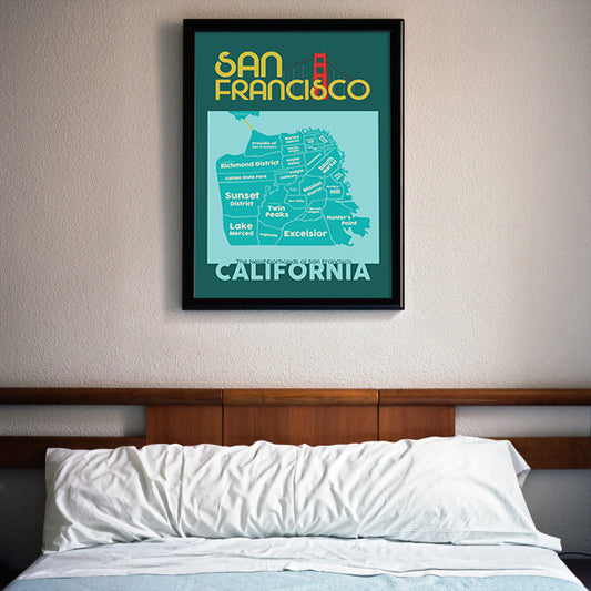 San Francisco Neighborhood Map Wall Art