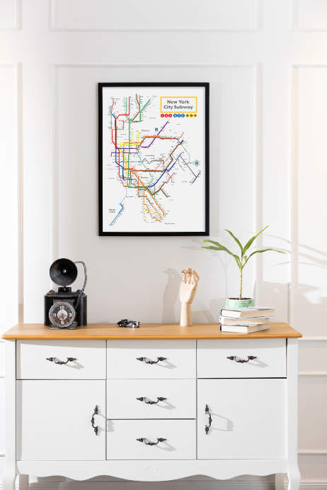 New York Metro Map Wall Art