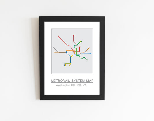 Minimalist Washington DC, MD, & VA Metro Map