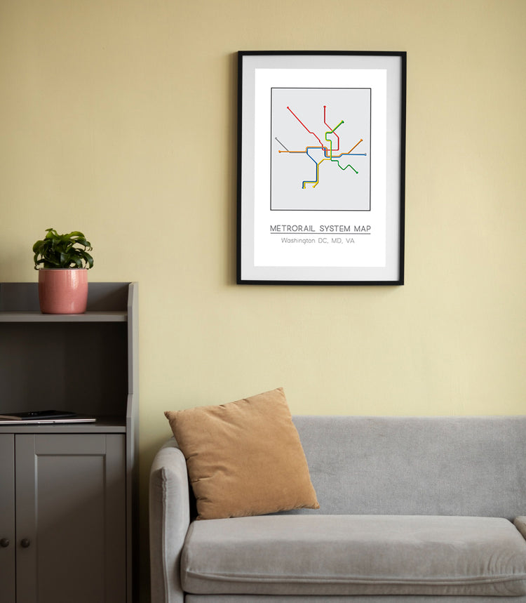 Minimalist Washington DC, MD, & VA Metro Map