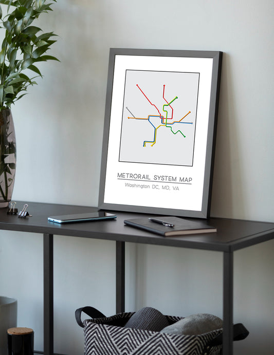 Minimalist Washington DC, MD, & VA Metro Map