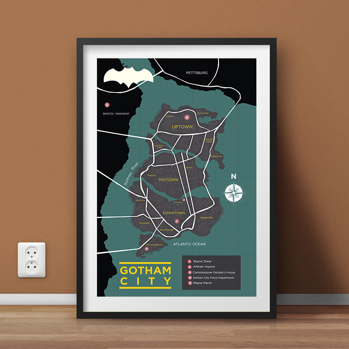 Batman’s Gotham City Map Wall Art
