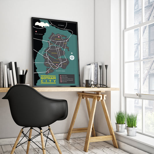 Batman’s Gotham City Map Wall Art