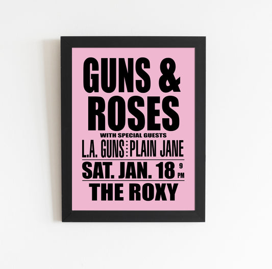 Guns & Roses 1986 at The Roxy Concert Poster