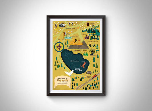 Hogwarts School of Witchcraft & Wizardry Grounds & Surrounding Area Map