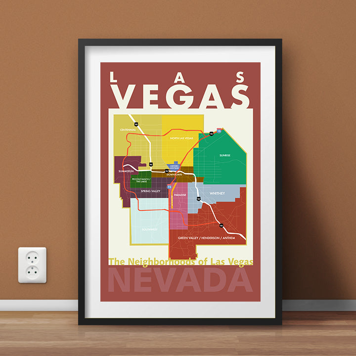 Las Vegas Neighborhood Map Wall Art