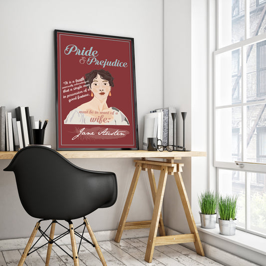 Pride & Prejudice by Jane Austen Book Poster