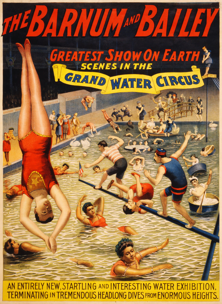 Barnum & Bailey Grand Water Circus (c.1895) Vintage Ad Poster