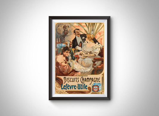 Biscuits Champagne Lefèvre Utile (1896) Vintage Ad Poster