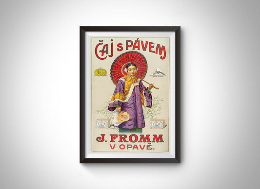 Caj's Pávem Chinese Tea (1900) Vintage Ad Poster