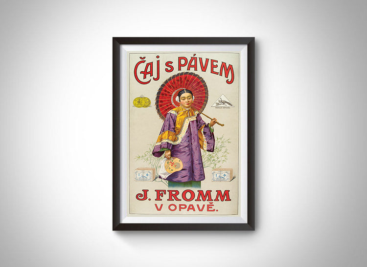 Caj's Pávem Chinese Tea (1900) Vintage Ad Poster