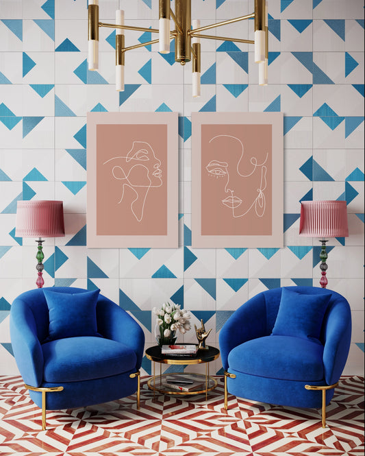 Pretty Lady Abstract Line Face Wall Art