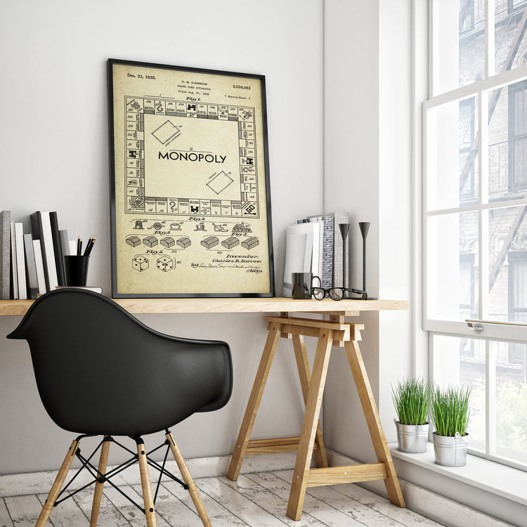 Monopoly Game Board Patent Poster Wall Decor (1935 by C.B. Brown)
