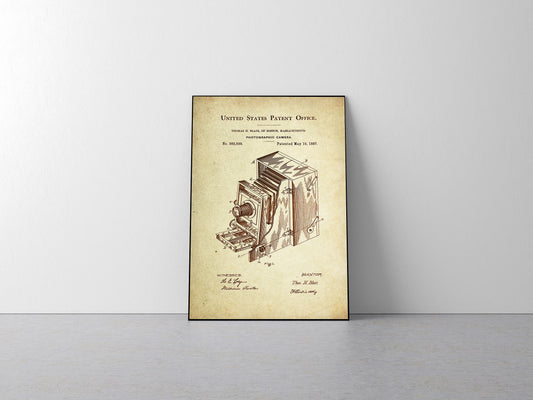 Bellows/Accordion Folding Camera Patent Poster Wall Decor (1887 by Thomas Blair)