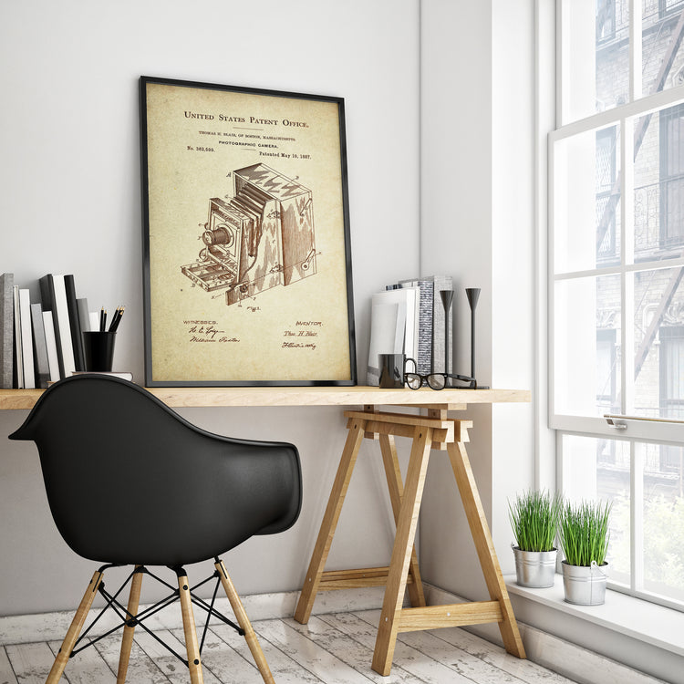 Bellows/Accordion Folding Camera Patent Poster Wall Decor (1887 by Thomas Blair)
