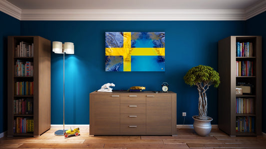 Sweden's Flag Printed on Brushed Aluminum