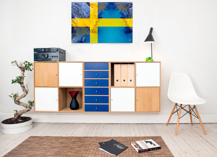 Sweden's Flag Printed on Brushed Aluminum