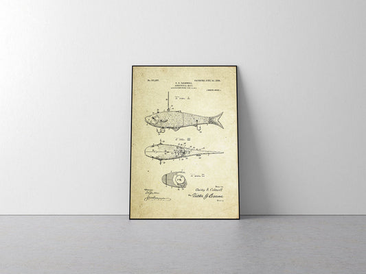 Artificial Bait Patent Poster (1908, C.D. Caldwell)