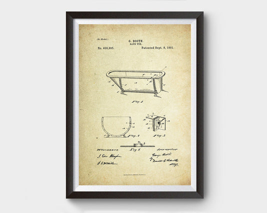Bathtub Patent Poster (1891, G. Booth)