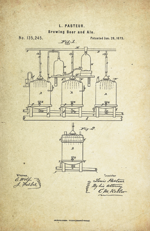 Beer Brewing Patent Poster (1873, Louis Pasteur)