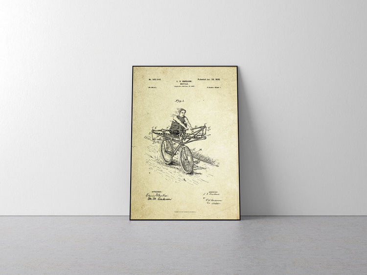 Unorthodox Bicycle Patent Poster (1900, L.S. Burbank)