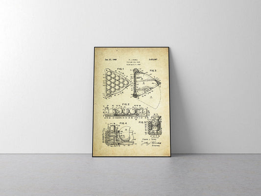 Billiard Ball Triangle Rack Patent Poster #2 (1969, F. J. Sowa)