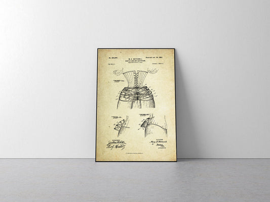 Bustle & Hip Extension Patent Poster (1902, M.E. Wetherell)