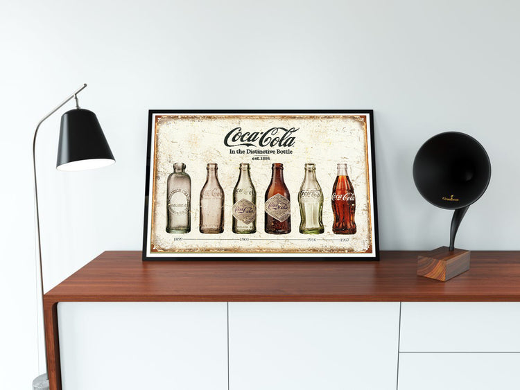 Vintage Coca Cola Bottle Evolution Ad Poster