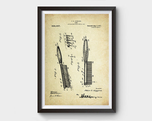 Comb Patent Poster (1911, J.G. Higgins)