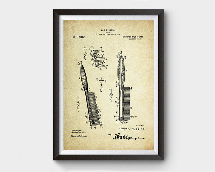 Comb Patent Poster (1911, J.G. Higgins)