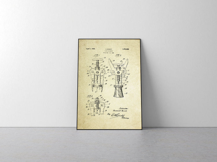 Cork Extractor Patent Poster (1930, D. Rosati)