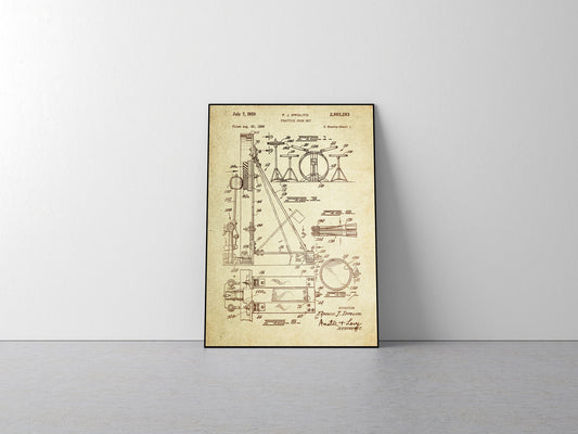 Drum Set Patent Poster Wall Decor (1959 by F.J. Ippolito)