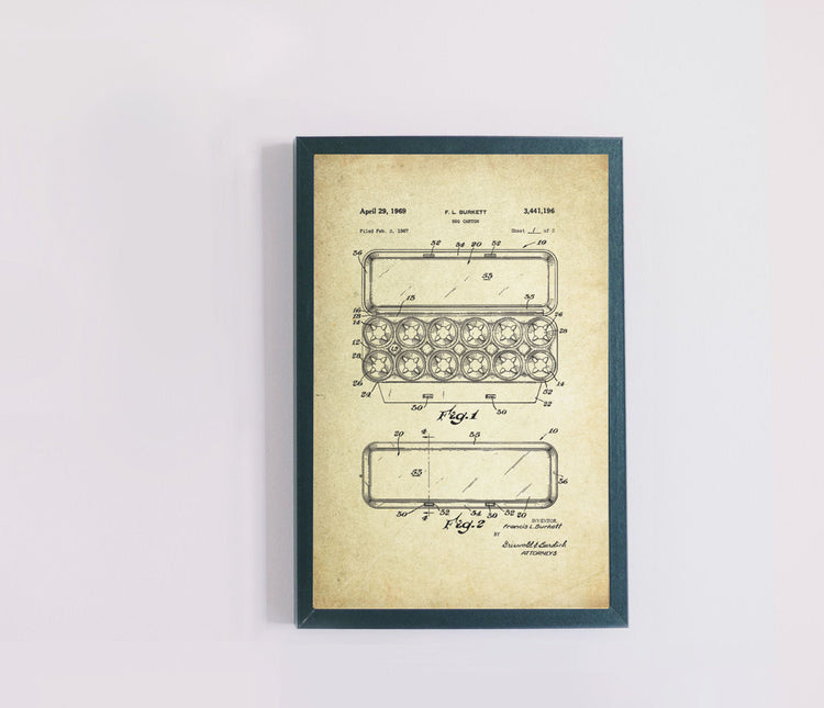 Egg Carton Patent Poster (1967, F.L. Burkett)