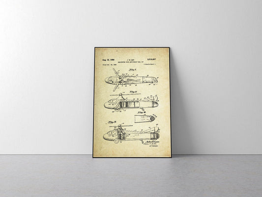 Helicopter with Anti-torque Tail Jet Patent Poster (1950, J.G. Lee)