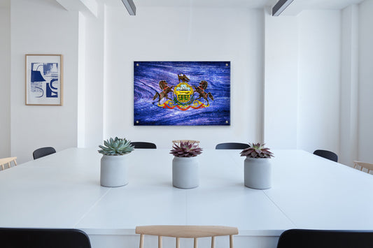 Pennsylvania State Flag Graffiti Wall Art Printed on Brushed Aluminum