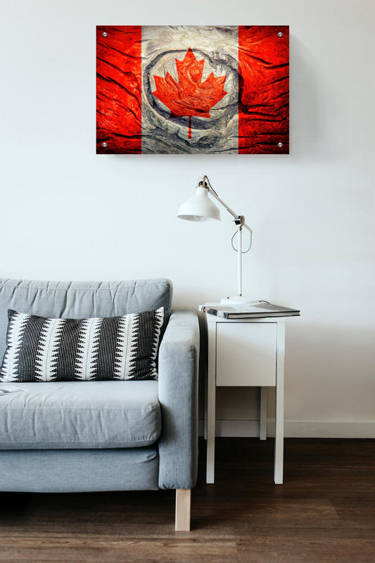 Canadian Flag Graffiti Wall Art Printed on Brushed Aluminum